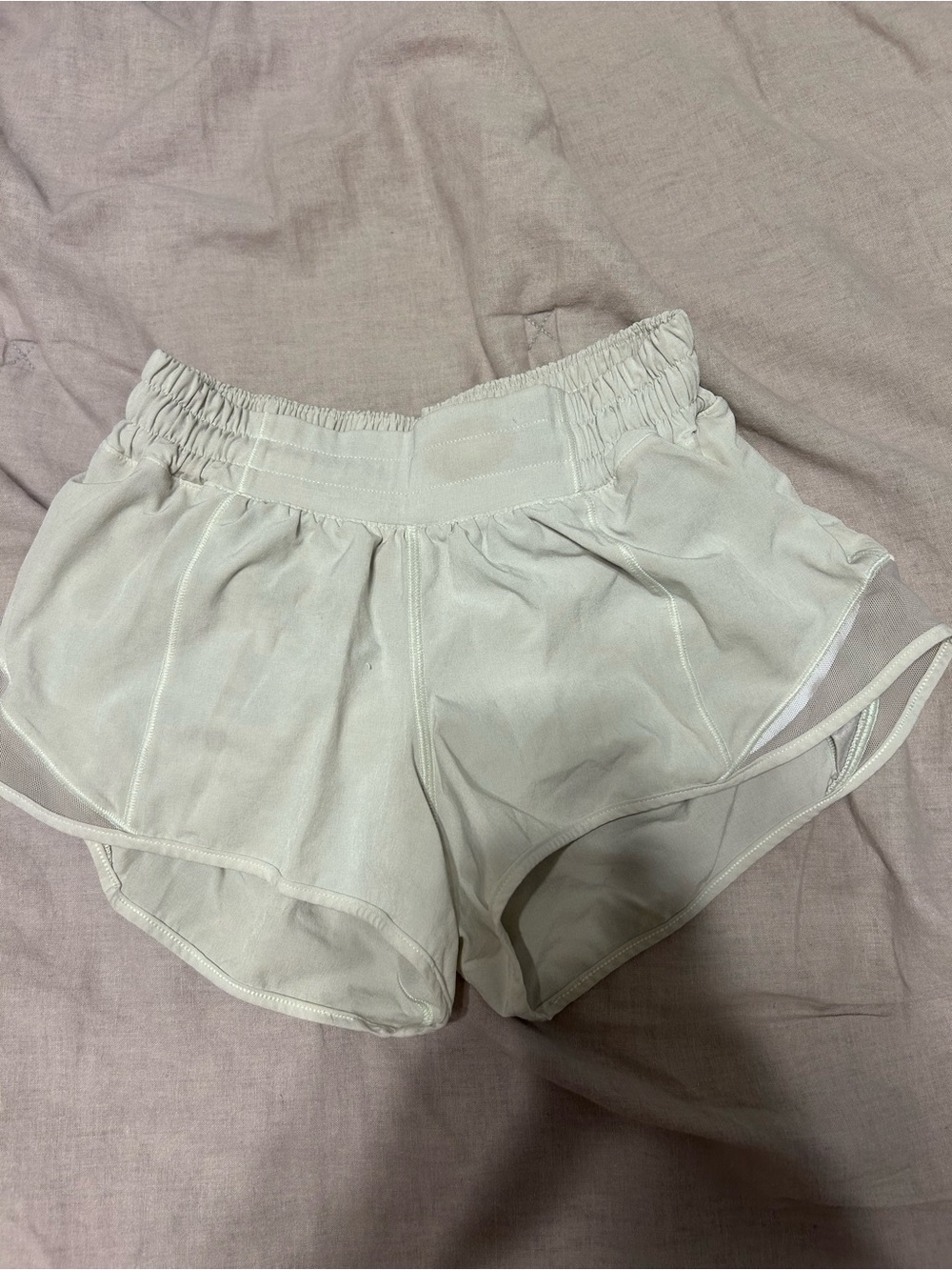 lululemon athletica Cream Elastic-Waist Athletic Shorts